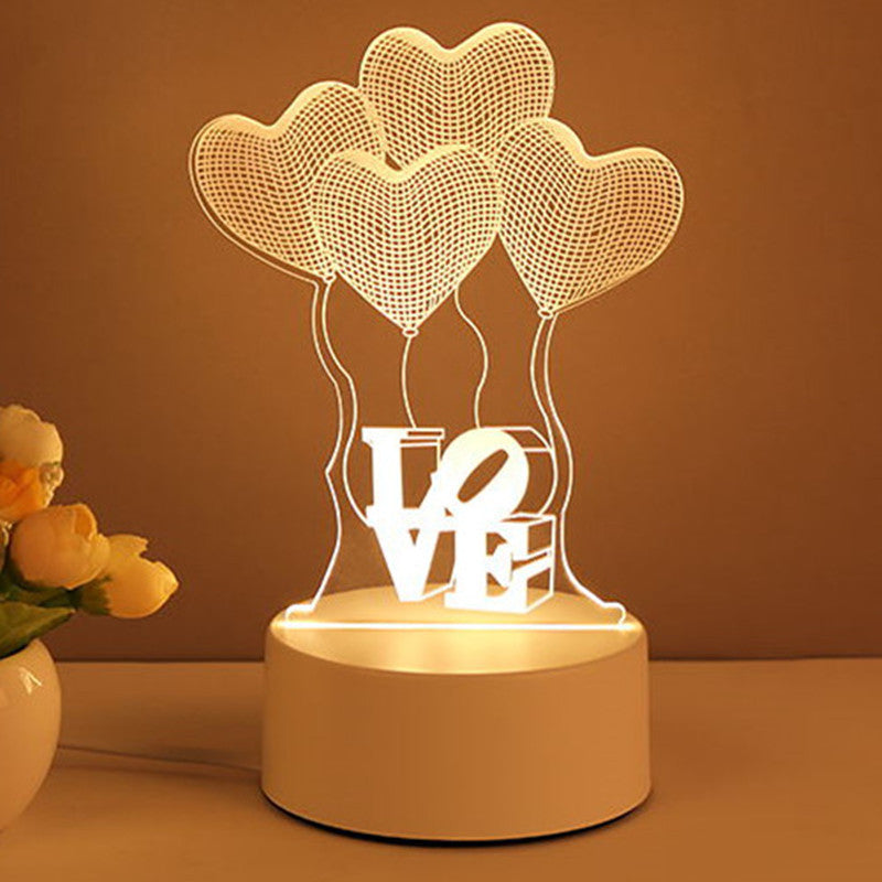 3D Lamp Acrylic USB LED Night Lights Neon Lamp For Room Decor Valentines Day Gifts