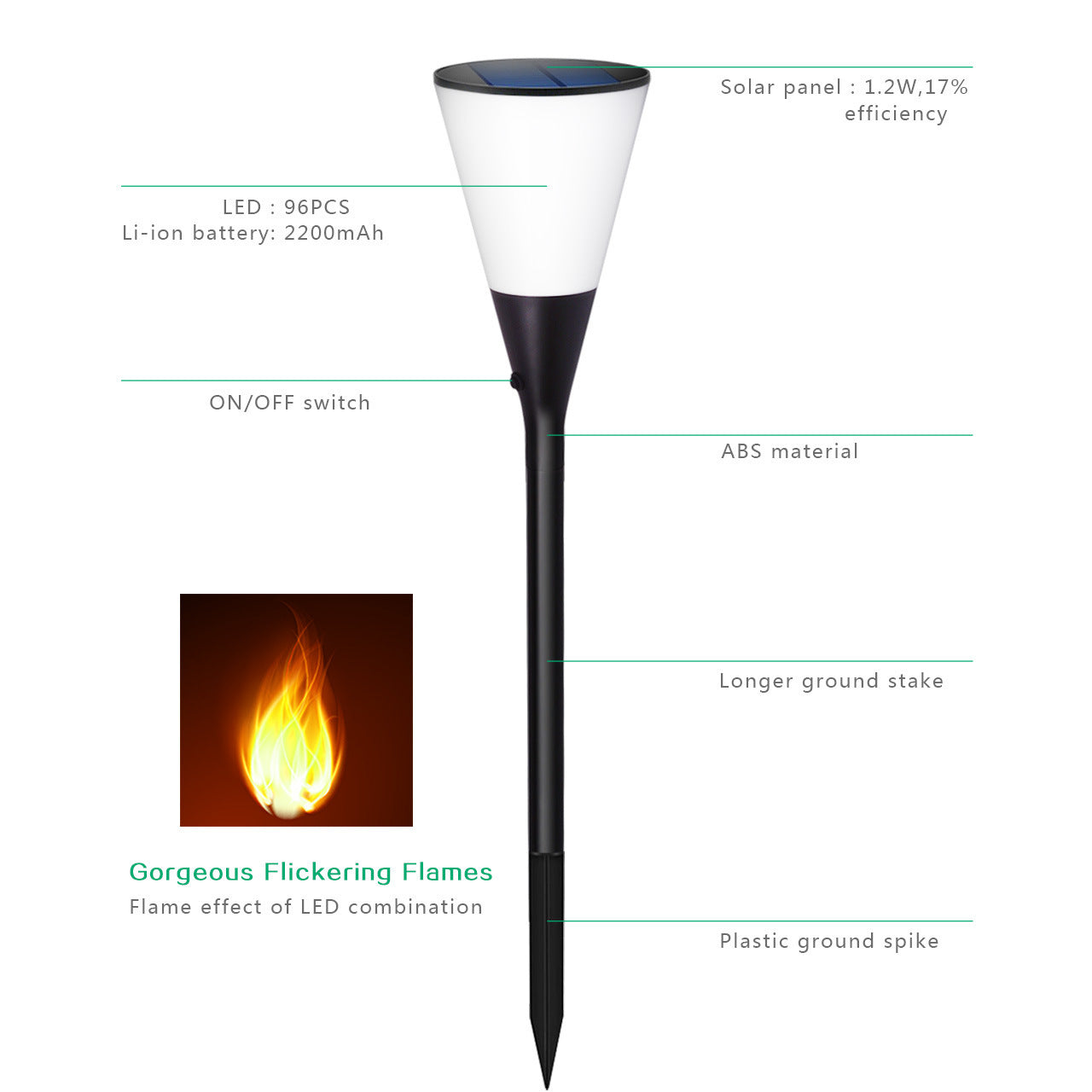Solar Flame torch outdoor induction light