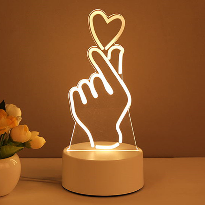 3D Lamp Acrylic USB LED Night Lights Neon Lamp For Room Decor Valentines Day Gifts